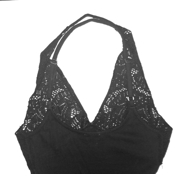 SOLD Free People Ribbed And Lace Halter Top - Picture 2 of 5